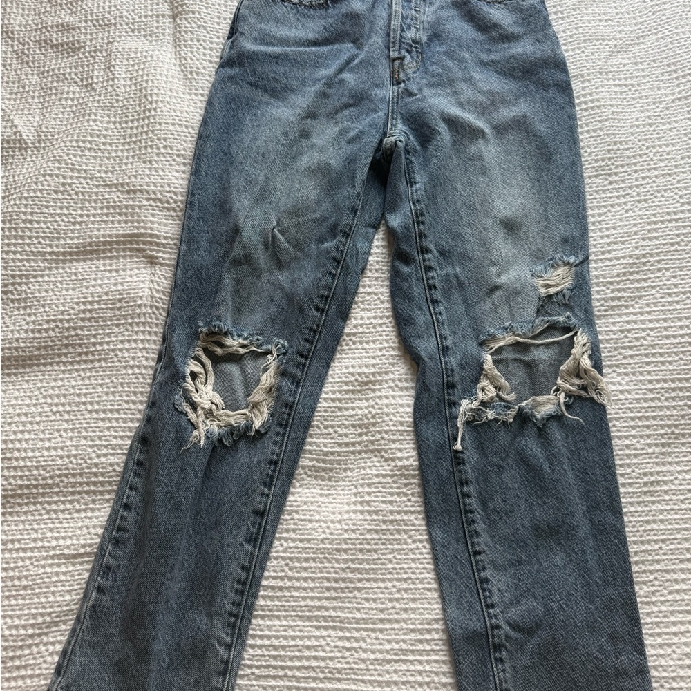 PacSun Women's Straight Leg Jeans - Distressed Blue